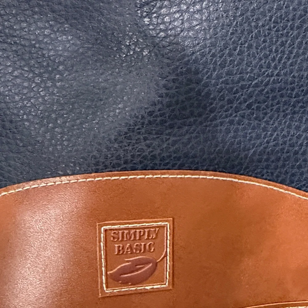Elegant Navy and Brown Women's Laptop Bag
